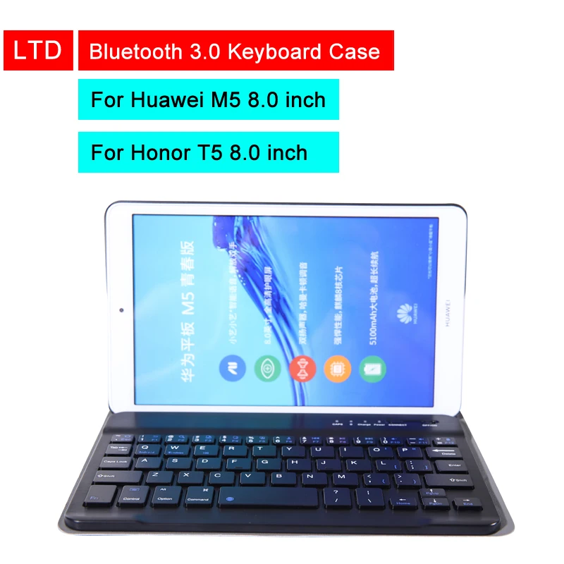 

Bluetooth 3.0 Tablet Keyboard Case For Huawei M5 lite 8 inch Honor Tablet T5 8 inch Mediapad PU Flip Leather Protective Cover