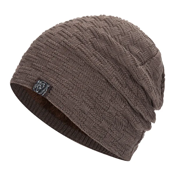 khaki Xlamulu Мужская зимняя шапка Skullies вязаная шапка для женщин зимняя шапка мужская шапка Gorros Bonnet Мягкие вязаные шапки хлопок - Цвет: khaki
