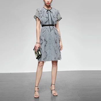 

Seifrmann Elegant Summer Fashion Runway Short Dress Ladies Butterfly Sleeve Bow Ruffles Bohemian Women Mini Dress Vestoido 2020
