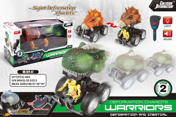 Children New Style Dinosaur Electric Ejection Car Cartoon Transformation Inertia Engineering Vehicle Model Educational Toy Gift