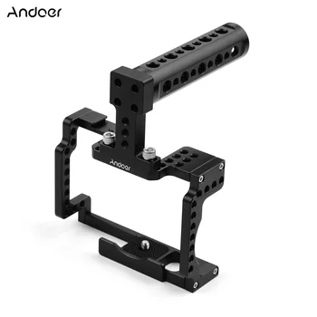 

Anoder Camera Cage with Grip Handle Aluminum Alloy with Cold Shoe 1/4 3/8 Holes Compatible with Canon M50