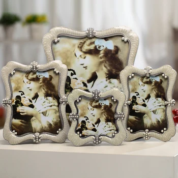 

Antique Pewter White Pearls Metal Tabletop Photo Frame European Silver White Bronze Red 4x4, 4x6, 5x7, 8x10 inches Frame Set