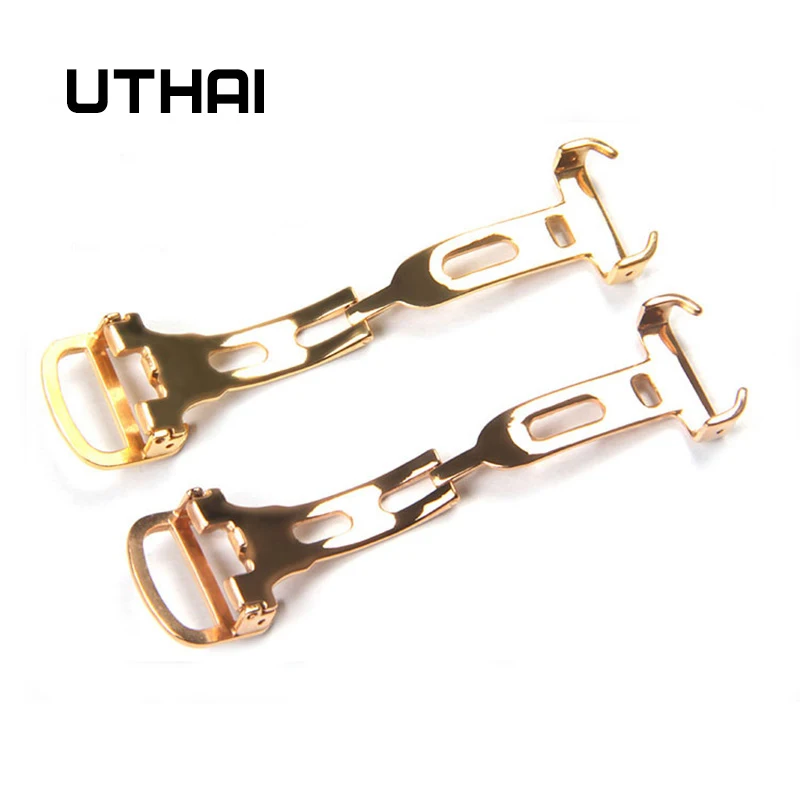 Пряжка для часов UTHAI T04 складная из нержавеющей стали с матовой бабочкой 14/16/18/20 мм