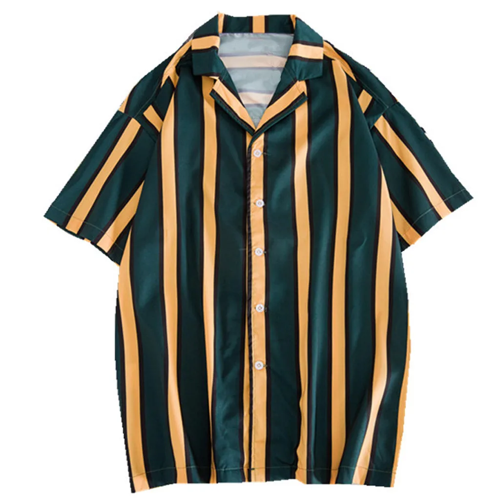 Camisas Masculina, мужские летние модные рубашки, повседневные пляжные Топы с коротким рукавом, Свободная Повседневная блуза, повседневная мужская рубашка с воротником