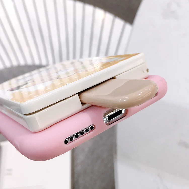 SAM S10 Plus мультяшный зеркальный чехол для макияжа, милый медведь задняя крышка для samsung S6 S7 Edge/S8 S9 plus/S10e/S10 Lite чехол для телефона