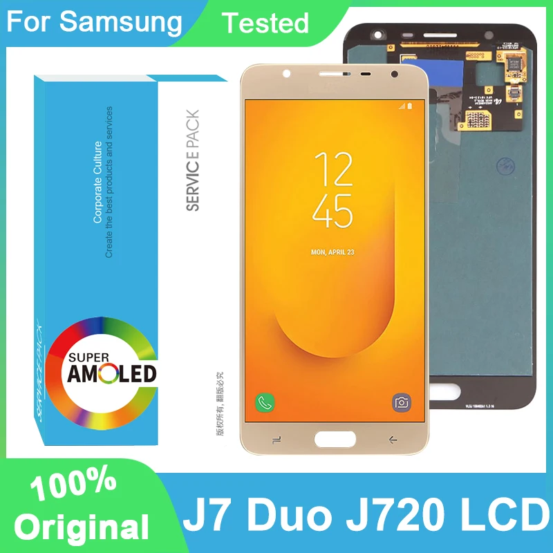 100% Оригинальный AMOLED 5 ''дисплей для Samsung Galaxy J7 Duo 2018 J720 J720F Полный ЖК-дисплей