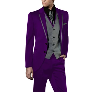 

[XZ68] Men 3 Pcs Set Wedding Groom Dress Formal Dinner Tuxedo Charming Business Notch Lapel Gentleman Suits (Blazer+Pants+Vest