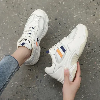 

New Platform Women Running Shoes 2020 Ins Trends Woman Sneakers Height Increasing Sports Shoes Light Chaussures Femme E16-58