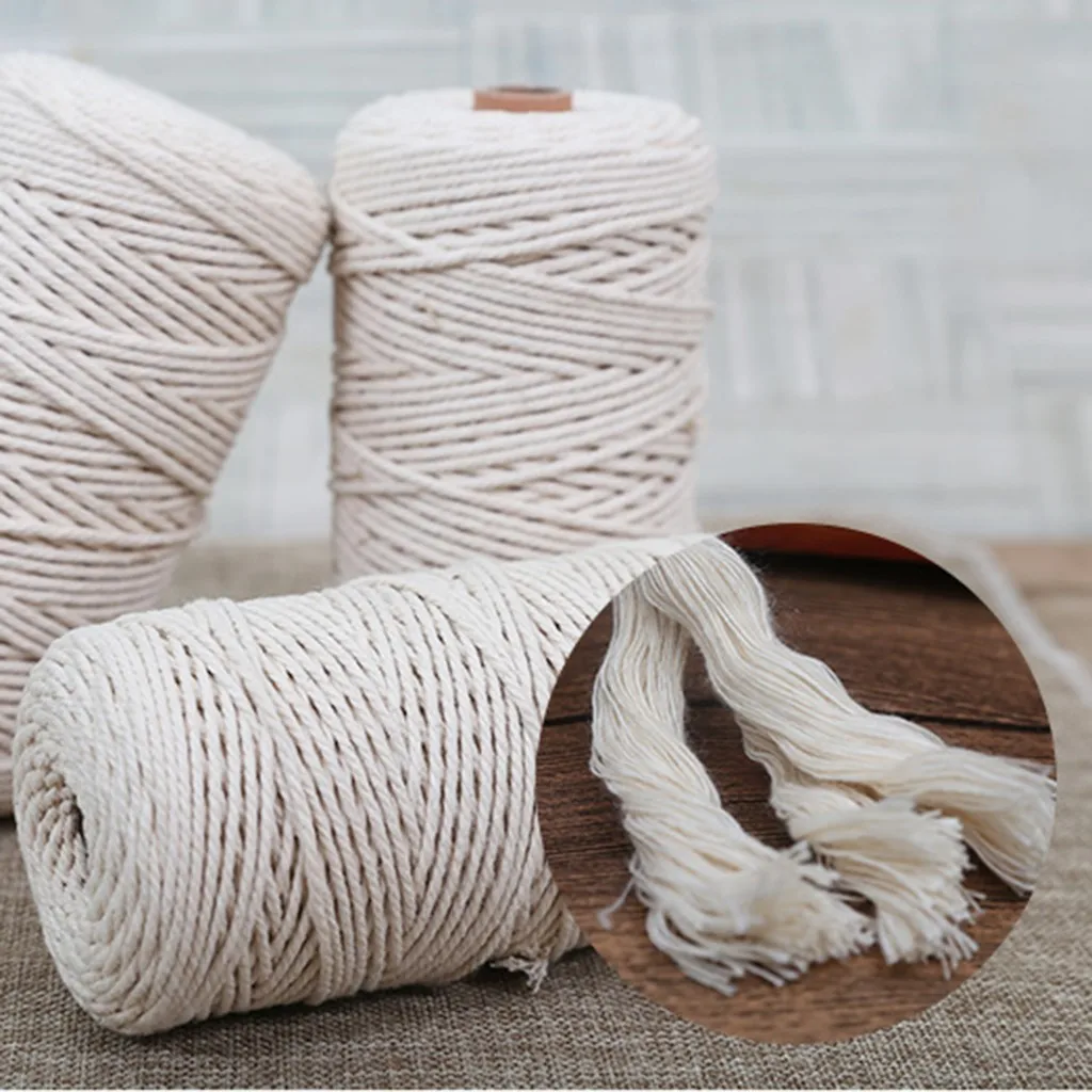 Yarn Cotton Yarn Cotton Cord for DIY Craft Crafting Wall Hanging 3mm x 200m DIY Lanyard Ficelles Couleurs Thread Cord