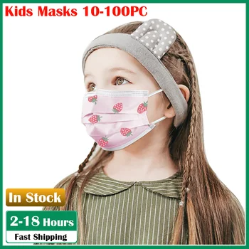 

10-100PC Child Daily Care strawberry pattern Mascarilla desechable Disposable Face Mask Face Cover Industrial 3-layer masques