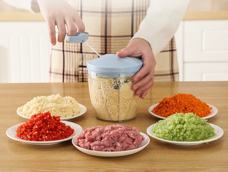 

900ML Multifunction High Speedy Design Vegetable Fruit Twist Shredder Manual Meat Grinder Chopper Garlic Cutter