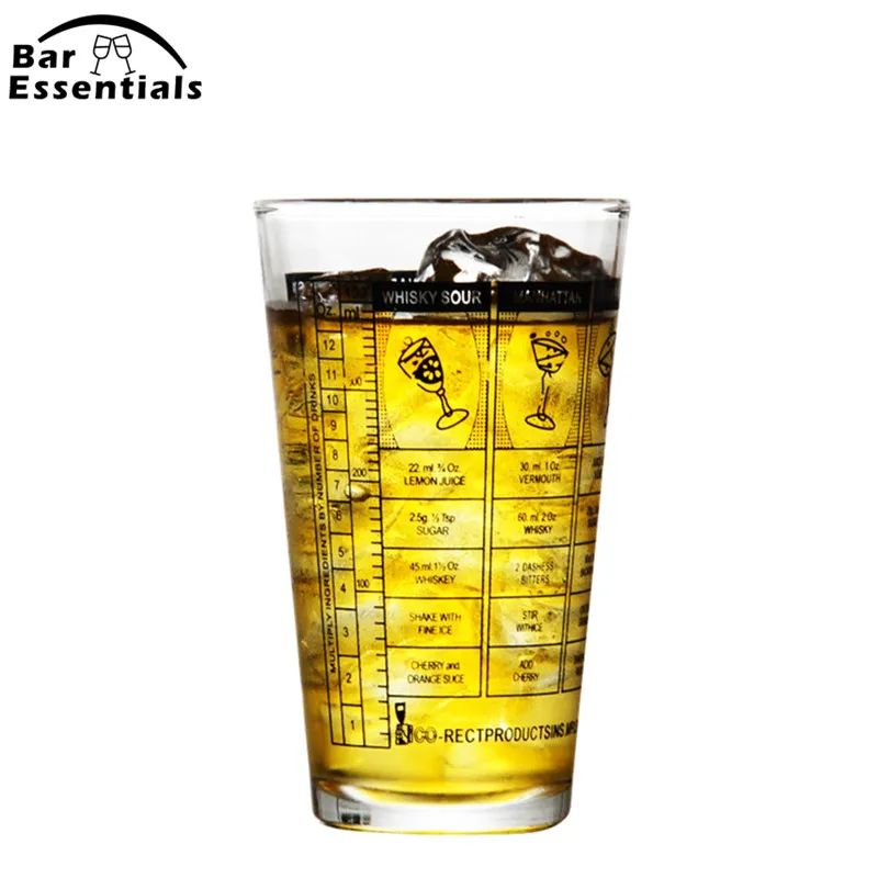 

1pcs 400ml Bar Mixing Glass with Drink Recipes Mixed Drink Recipe Shaker Glass Cup Bar Glassware