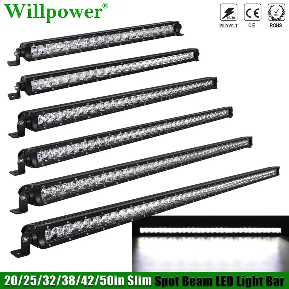 

SUV Car Roof 20" 25" 32" 38" 42" 50" Slim LED Light Bar Spotlight For Jeep JK Wrangler Offroad 4x4 Truck Bumper Fog Lightbar