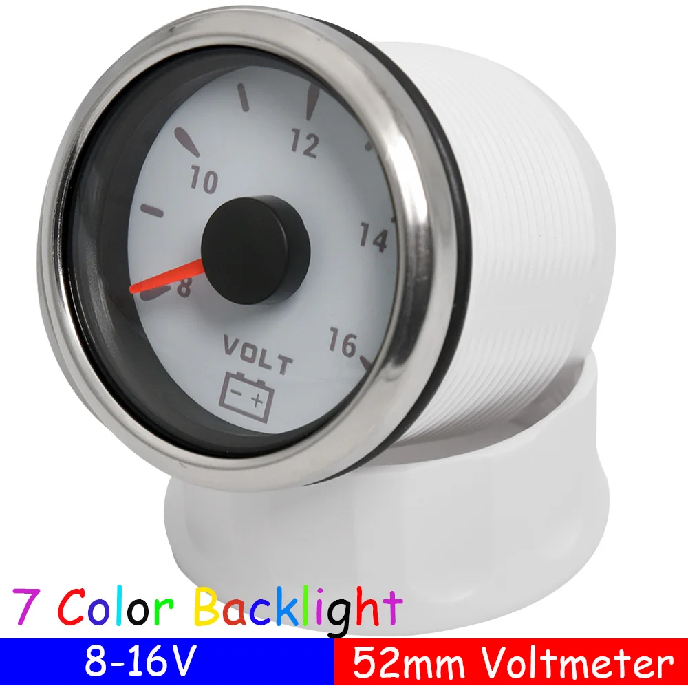 Voltmetro Auto 52 Mm 12V/24V – Display LCD Rosso, IP67, A Passo-Passo, Per Auto, Camion, Moto E Barche