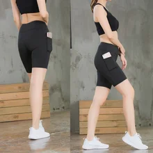 Женские эластичные спортивные шорты для бега, фитнеса, быстросохнущие шорты для бега, йоги, компрессионные дышащие боковые карманы