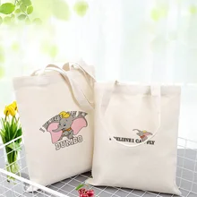 Холщовая Сумка-тоут Dumbo хозяйственная сумка повседневное использование пользовательский принт логотип DIY экологическая многоразовая утилизация сумка