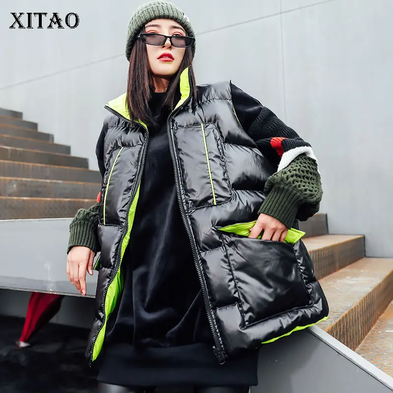 XITAO жилет с карманами в стиле пэчворк хит цвета женская одежда 2019 модный