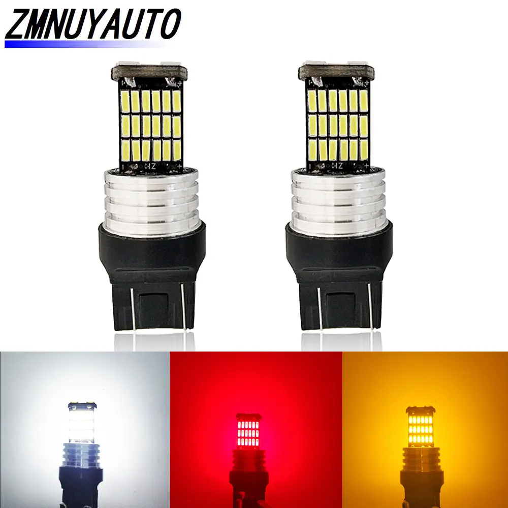 2 шт. T20 Led 7440 7443 Светодиодные лампы W21W W21/5 Вт Авто Автомобиль обратный резервный фонарь сигнал поворота свет белый желтый красный