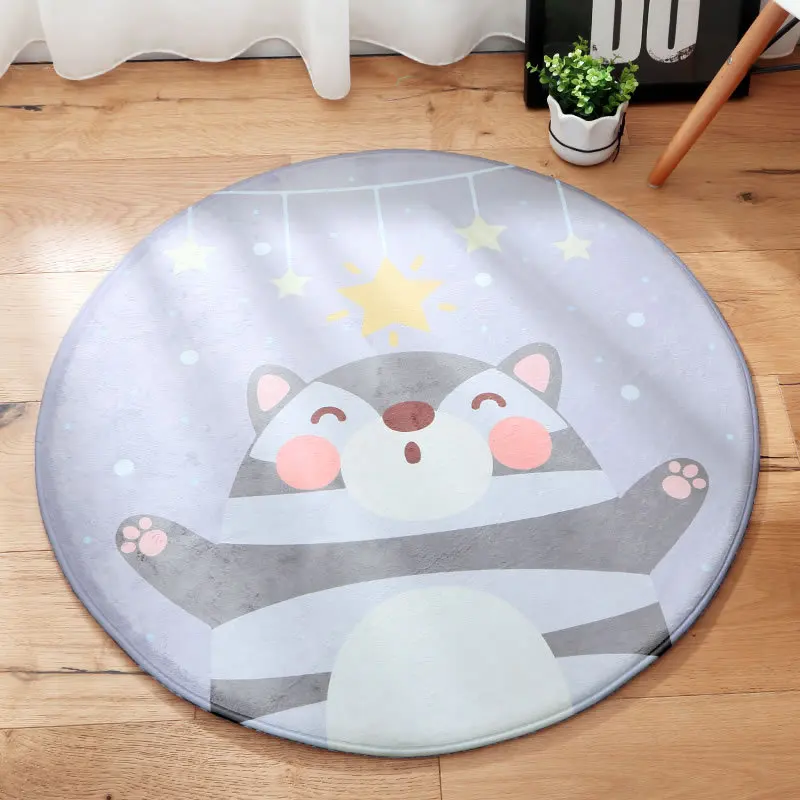 Raccoon Лутаси мультфильм Печатный круглый ковер для гостиной компьютерный стул ковер детский коврик для игр гардероб ковер домашний декор - Цвет: Raccoon