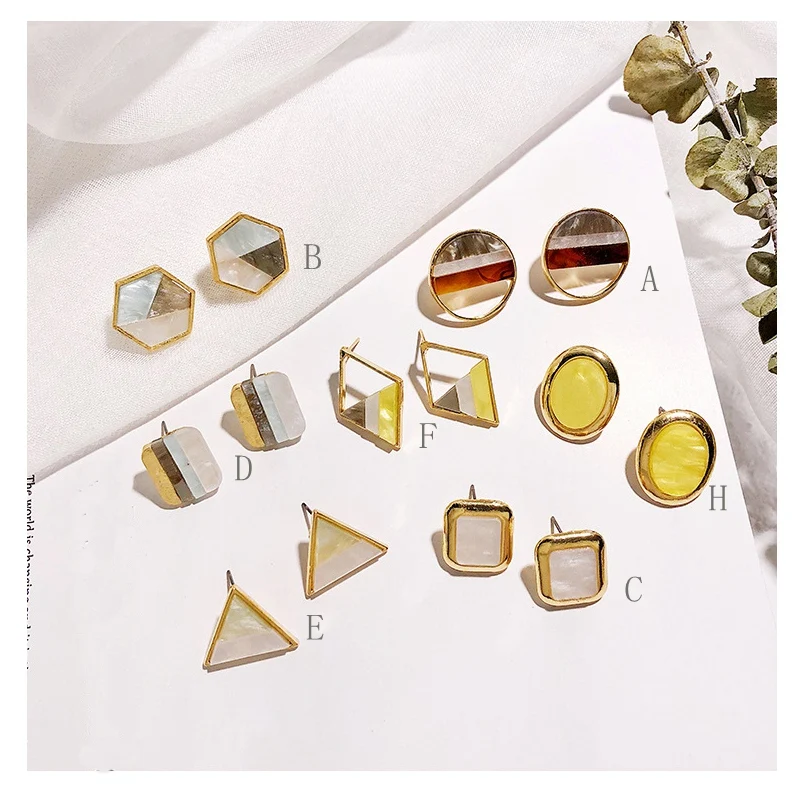 

Z Fashion Earrings For Women Metal Contrast Matching Geometric Stud Earrings Geometry Triangle Star Wild Sweet Jewelry Earrings