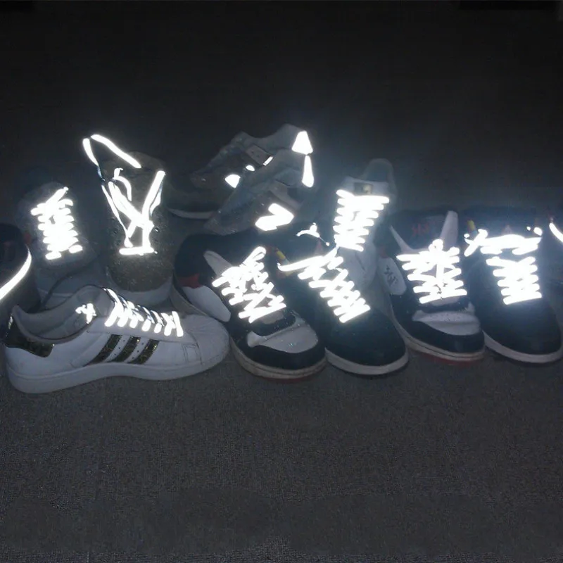

1 Pair 120cm Flat Reflective Runner Shoe Laces Safety Luminous Glowing Shoelaces Unisex for Sport Basketball Canvas Shoes