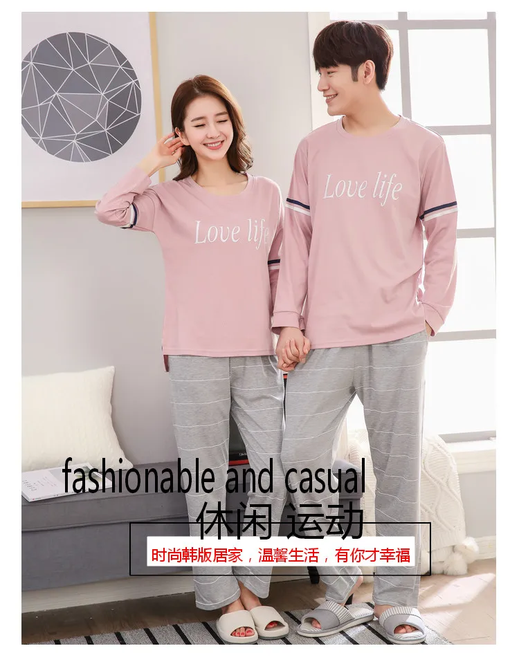 High Quality Couples Cotton Pajama Sets For Women Autumn Spring Long Sleeve Pyjama Pijama Men Lounge Homewear Clothing