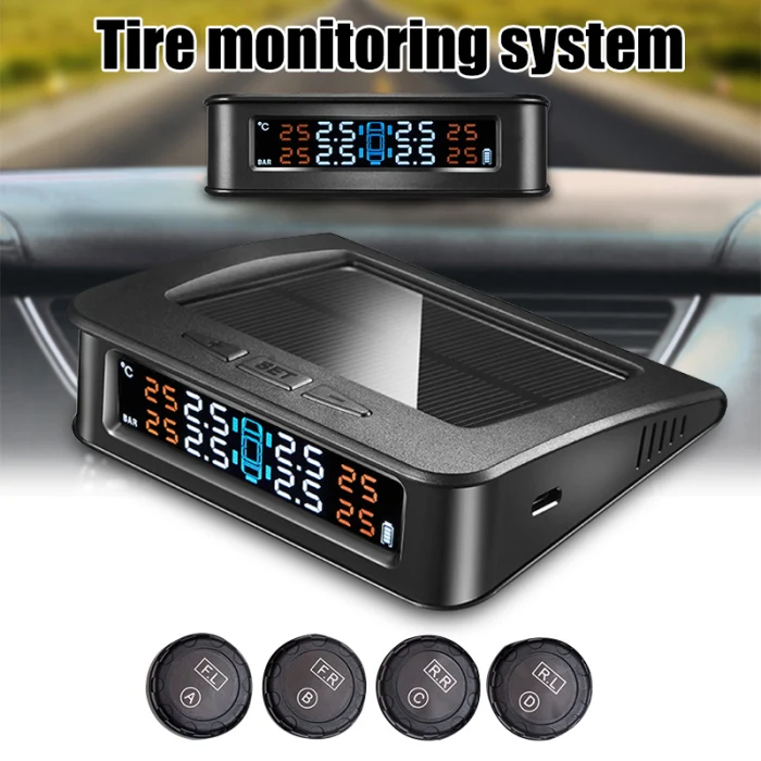 Автомобильная система мониторинга давления в шинах, портативная система TPMS на солнечной энергии, 4 внешних датчика C66