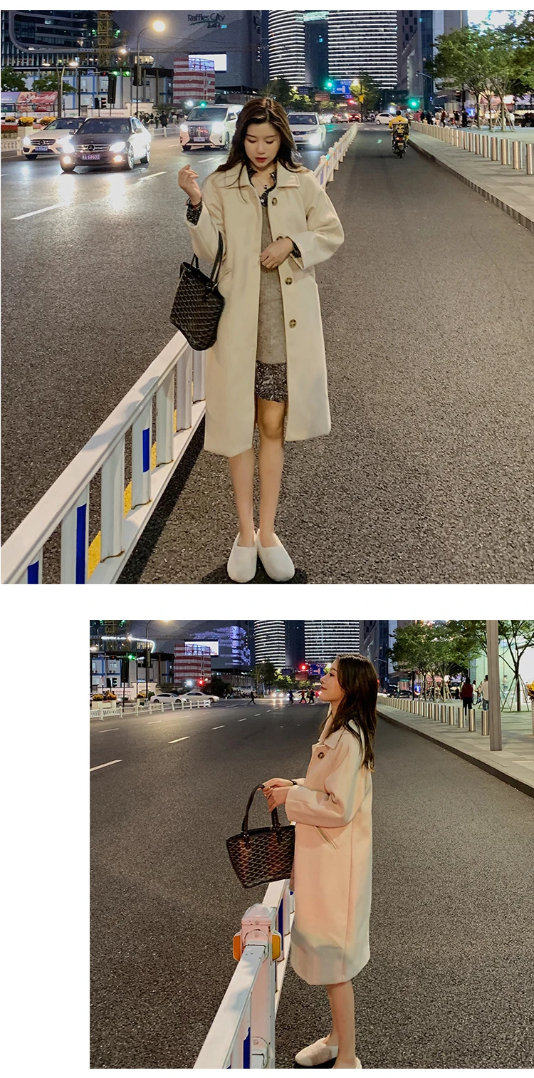 Ulzzang/шерстяная Женская Классическая плотная зимняя уличная одежда с широкой талией в Корейском стиле для школьниц