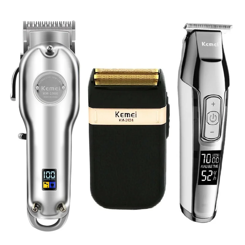 Kemei профессиональная электрическая машинка для стрижки волос перезаряжаемая Беспроводная Машинка для стрижки волос Бритва для бороды машинка для стрижки волос - Цвет: KIT-2