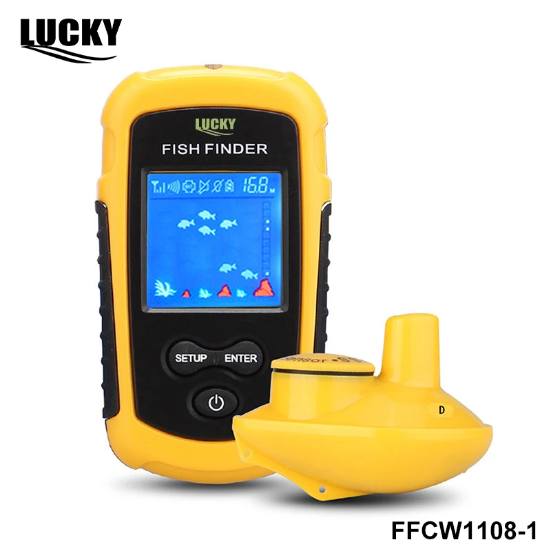 Ecoscandaglio Ffcw1108-1 Fortunato Fishfinder Wireless 120M Wireless Fishing Finder Allarme 40M/130Ft Fishfinder Più Profondo Per La Pesca A Terra