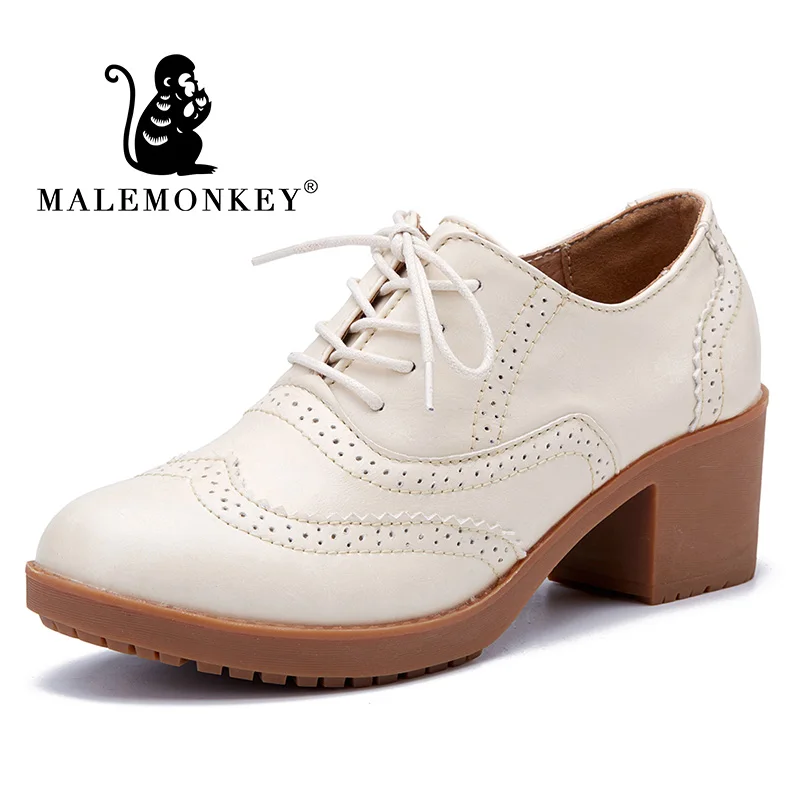 

2019 Autumn New Arrival Women Pumps PU Leather High Heel Shoes Square Toe Designer Lace-Up Casual Shoes