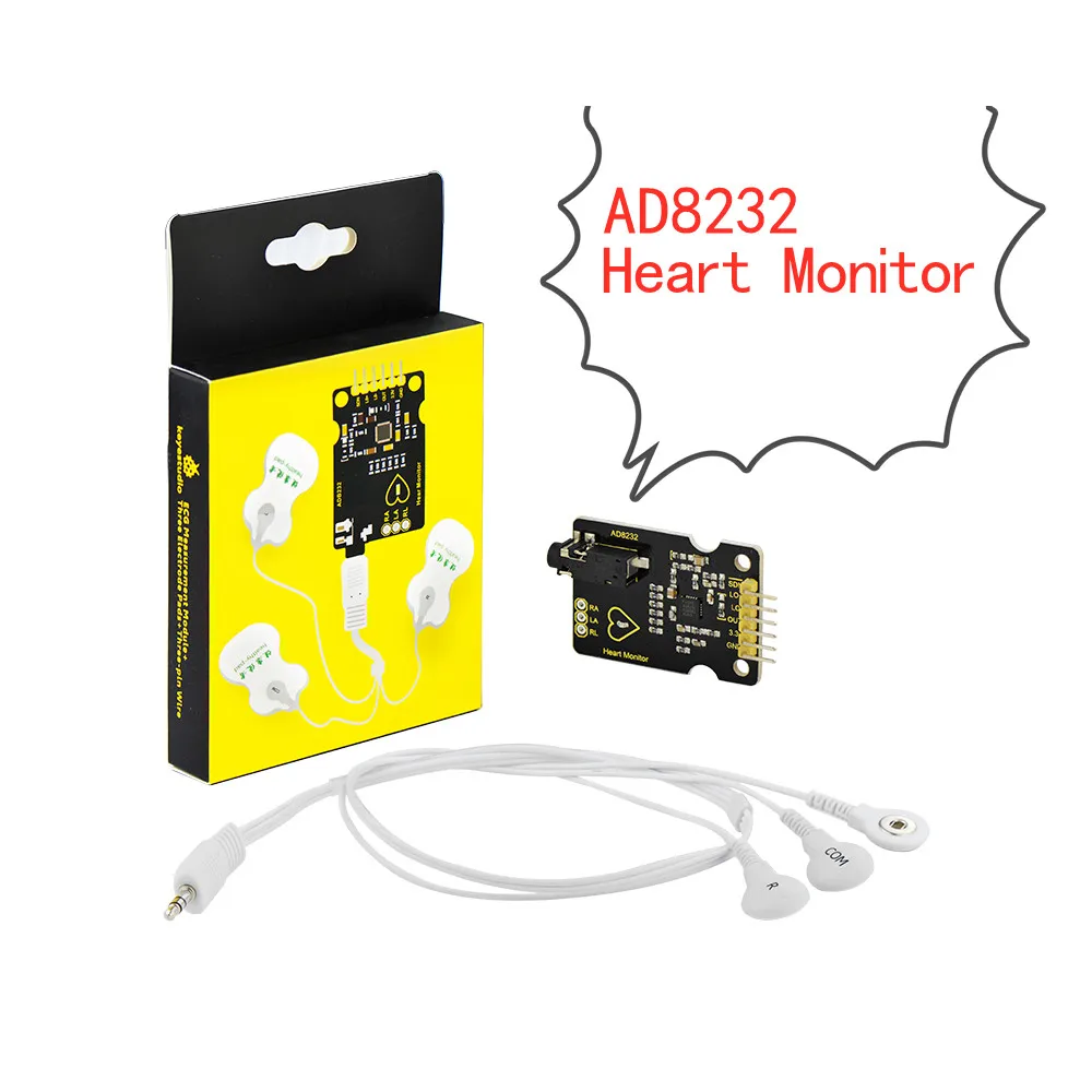 Keyestudio AD8232 измерение показателей ЭКГ модуль датчика монитора сердца для Arduino UNO
