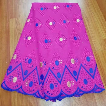 

2019 High Quality African Net Lace Fabric 100% Cotton Embroidery French Swiss voile Punch Cotton Lace Fabrics 5Yards