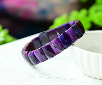

Top Quality Natural Sugilite Pink Bracelet Bangle 13.5*10mm South Africa Rectangle Beads Bangle Stretch Women AAAAA