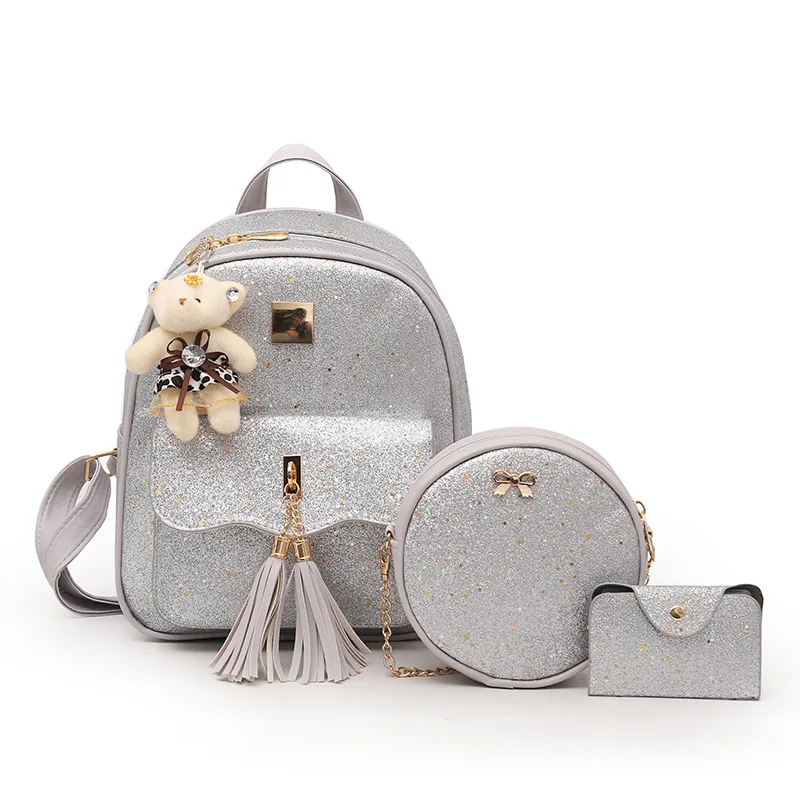 

Set Handbag Versatile Fashion Small Fresh Three-piece Set Backpack Women's Korean-style Casual School Bag