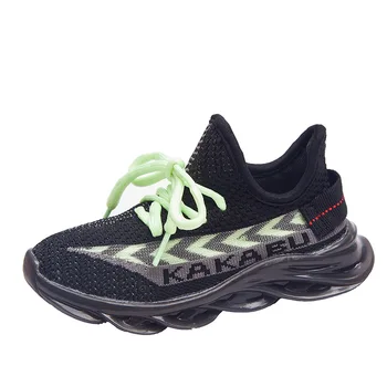 

Children's Glow In The Dark Outdoor Shoes Spring Breathable Casual Net Fabric Lace-Up Sneakers For Kids Girls Boys Sports Shoes