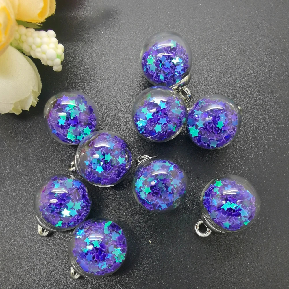 16MM Lid Mini Glass Bottles Stars Pendant Ornaments Jewelry Making 10PCS star charms glass charms glass pendant