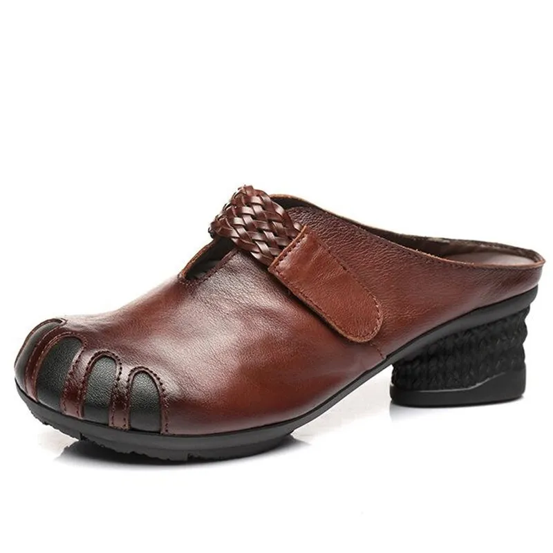 Сандалии женские из воловьей кожи классические высокий каблук модные