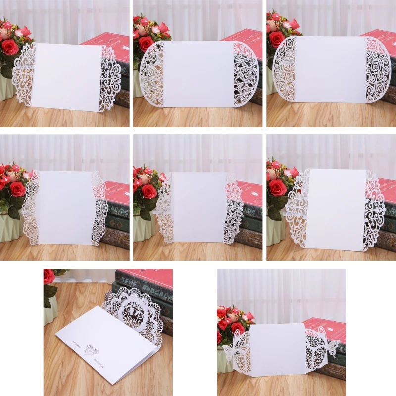  10Pcs Wedding Invitation Cards Kits With Envelopes Seals Personalized Printing D08D - 4.00036E+12