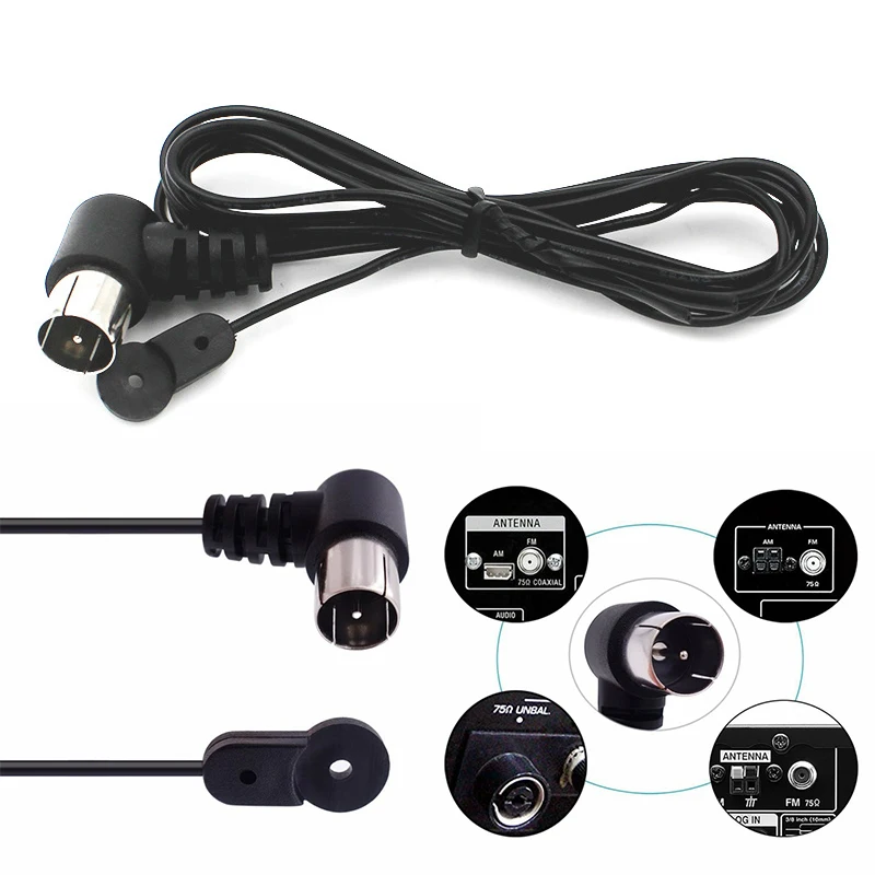 Improve Radio Stereo Receiver Signal FM100722 1.5m Male Head Antenna Black F-type push connector is easy to install