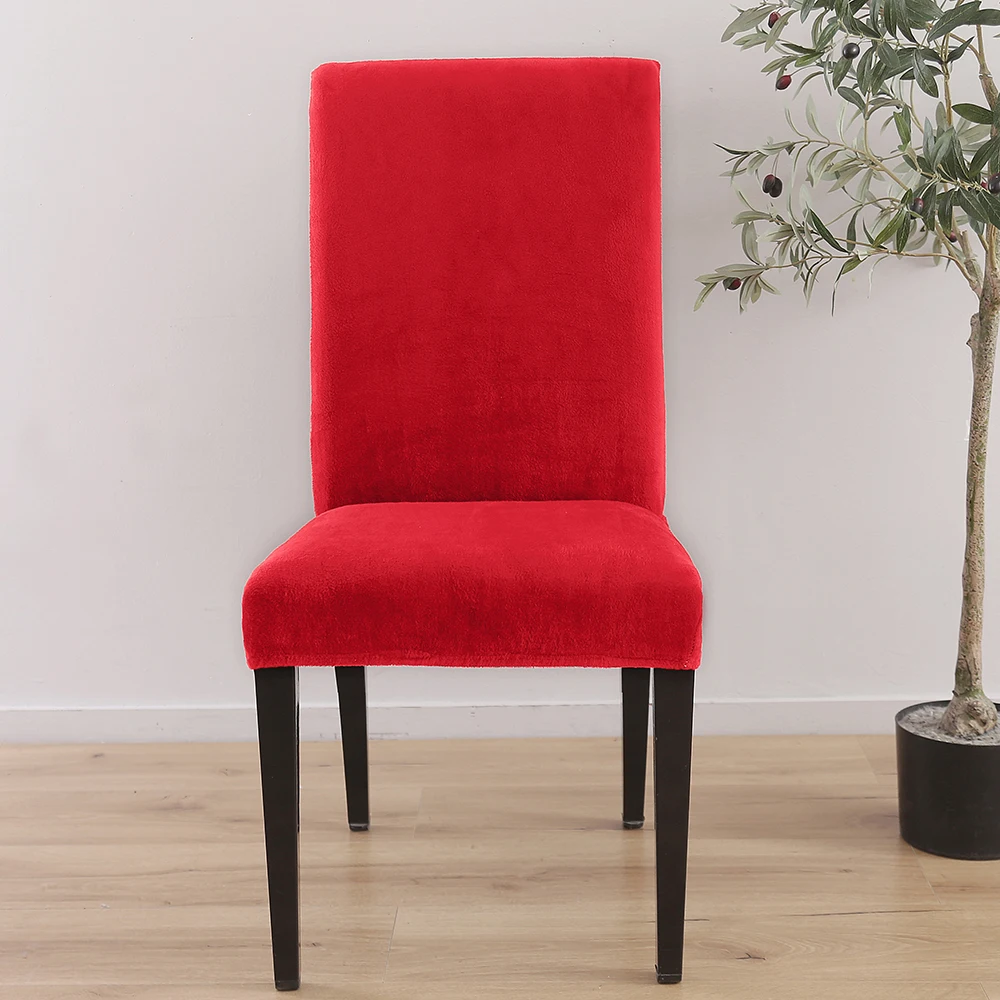 Lelen 11 цветов, плюшевый чехол на стул на выбор, толстое сидение, чехлы на стулья, растягивающиеся, большие, эластичные, дешевле, для дома, отеля, банкета - Цвет: Red