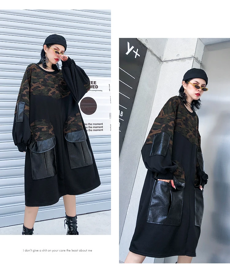 Max LuLu, модная Корейская одежда, теплая уличная одежда, Женские зимние кожаные камуфляжные платья, Свободные повседневные негабаритные платья