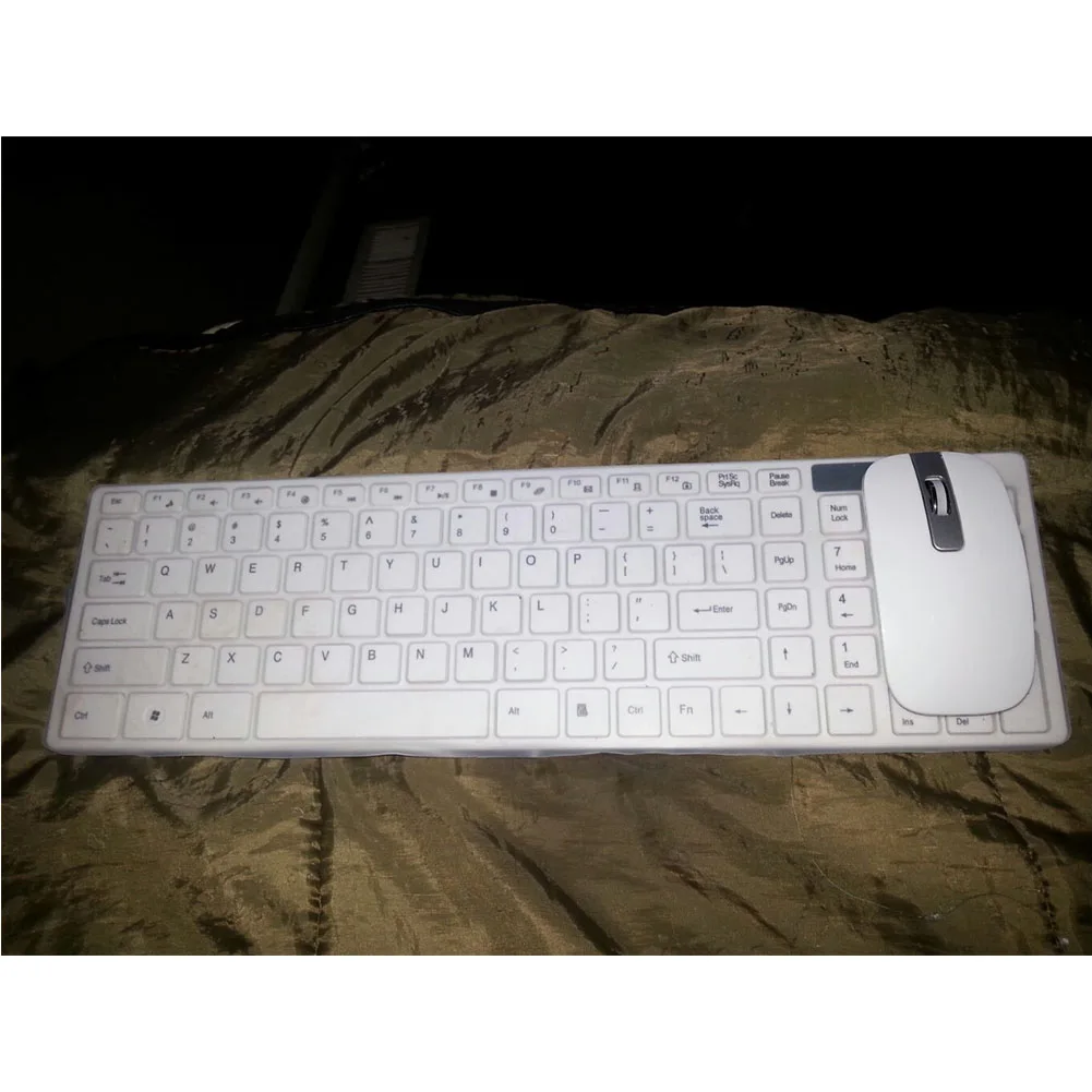 JK-906 Белый 2,4G Ультра тонкая оптическая беспроводная клавиатура и приемник MouseB комплект w/крышка для ПК