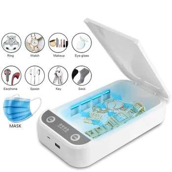 

Portable UV Sterilizer Box Phone UV Sanitizer UV Bulb Disinfection Cleaning Device with Germicidal light for Watch Phone Mask
