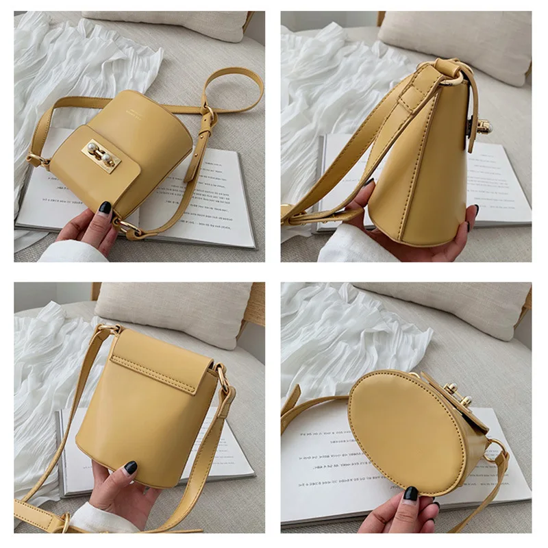 

2019 New Style Candy Bucket Bag (Large Small) Pearl Simple Shoulder WOMEN'S Bag