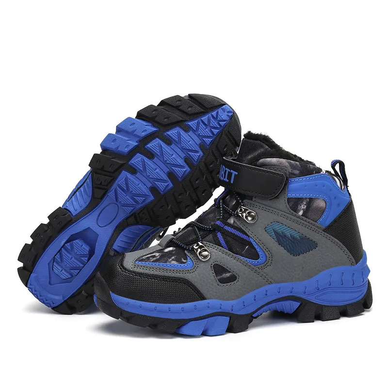 ULKNN Winter Shoes Kids Snow Boots Boys Boots Leather Ankle Boots Children Ankle Booties Outdoor Sneakers Flat Bota Motociclista