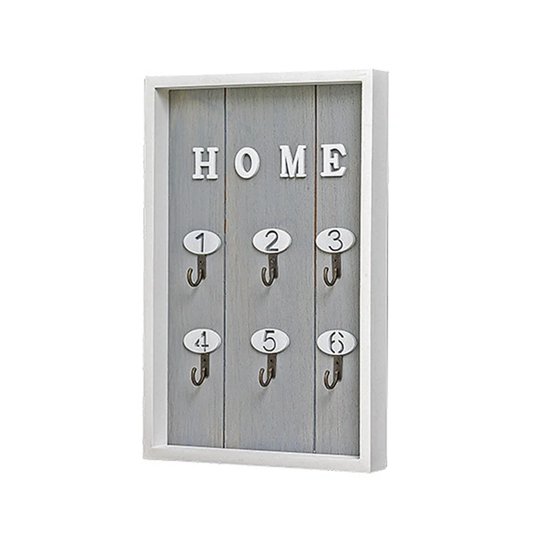 

Gray INS Scandinavian Style Wall Decoration Handmade Wooden "HOME" Key Box Creative Key Box Wall Creative Room Decoration Mural