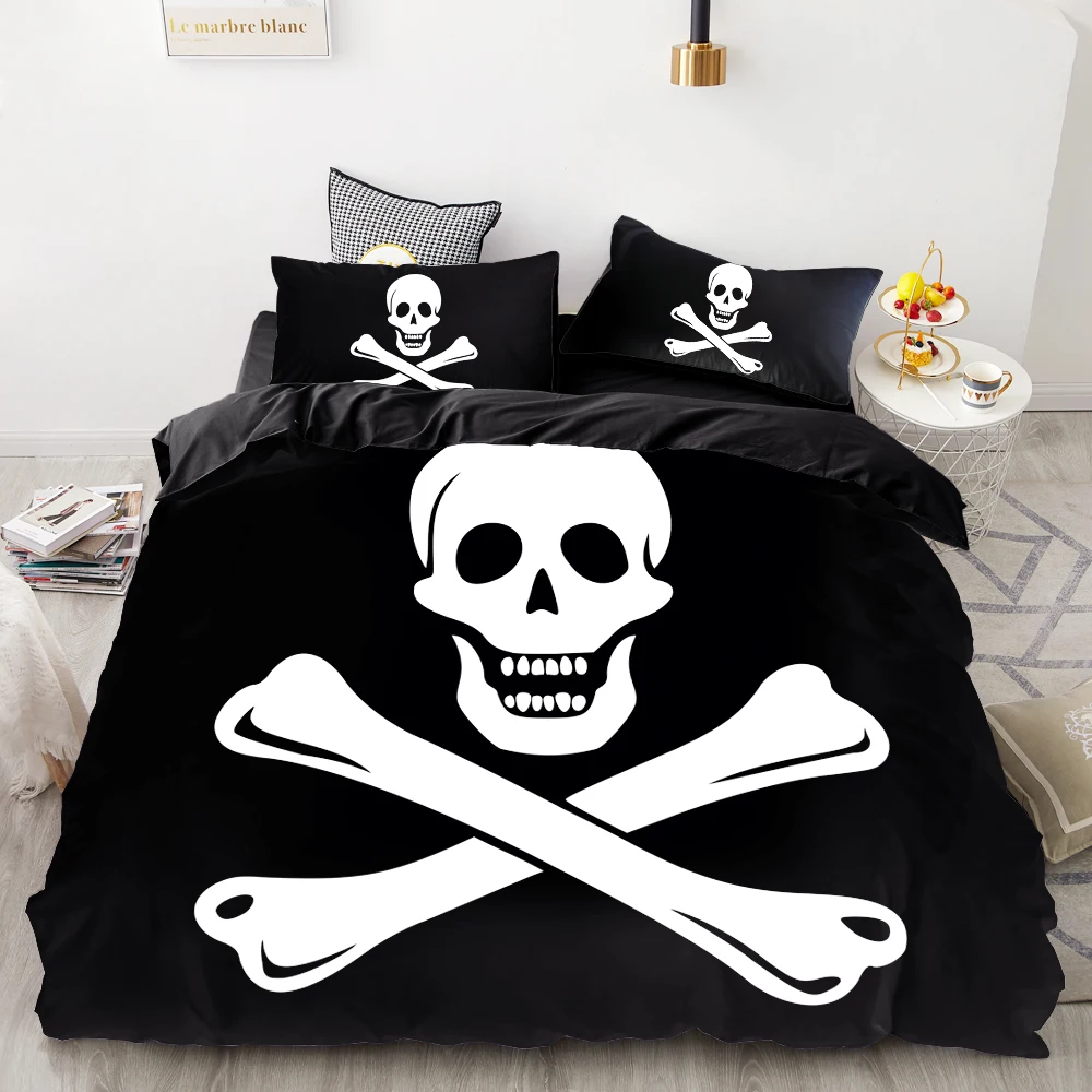 pirate-01 Роскошный комплект постельного белья King/Europe/queen/Custom, 3D набор пододеяльников, одеяло/покрывало, постельное белье, пиратский флаг, набор постельного белья с черепом - Цвет: pirate-01
