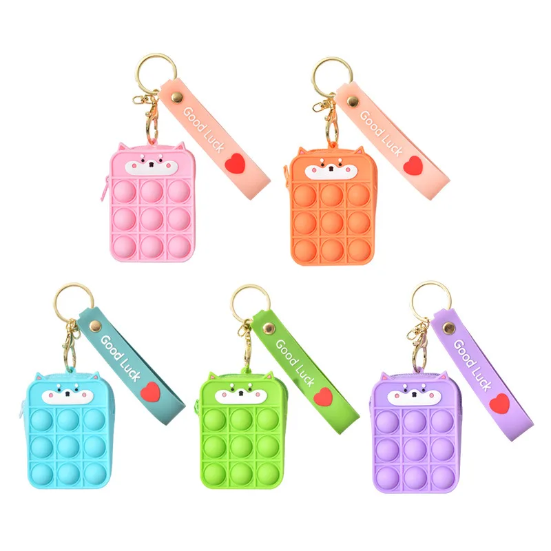 Fashion Fidget Toys Kawaii Push Bubbles Toy Rainbow Little Bear Coin Purse Wallet Ladies Bag Silica Simple Dimple Crossbody Bags | Игрушки и