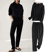 

Maxdutti Pants Women England Style Simple Autumn Hoodies Women Sweatshirt Pullovers Tops No Suture Drawstring Harem